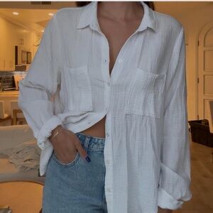 Z Supply White linen button down shirt